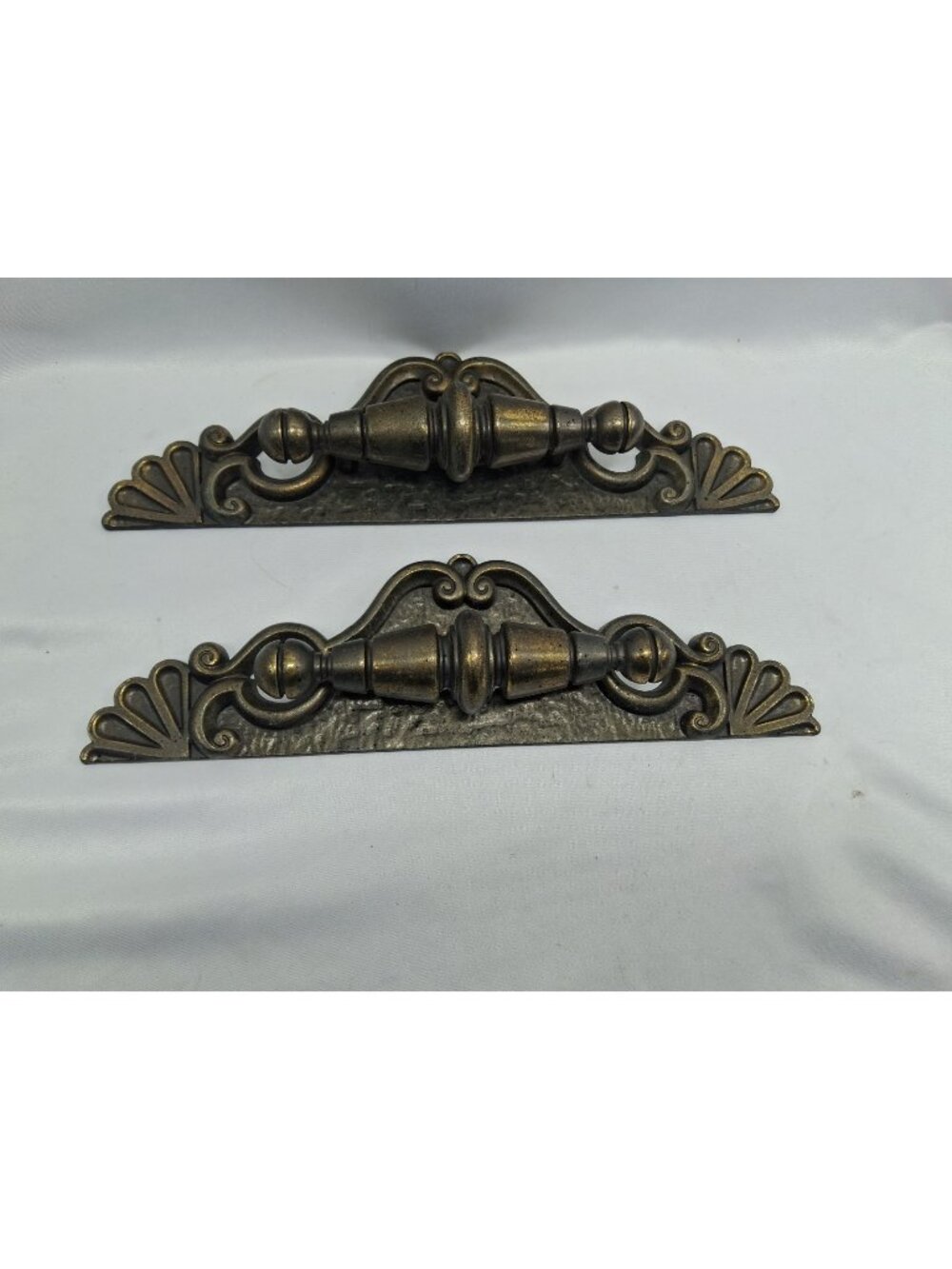 2 LARGE Vintage Drawer Pulls Back Plate With Screws -Antique Brass? 11" L #3109